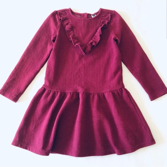Janie and Jack Other - Janie And Jack Ruffle Maroon Holiday Dress Long Sleeve Size 3-6 Months